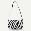 Plush Handbags Female Zebra Print Shoulder Underarm Bag Chain Purses (3)