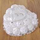 Lovely Heart-Shaped Ring Pillow Rose Flowers Rhinestone Pearls Ring Bearer  K6P7