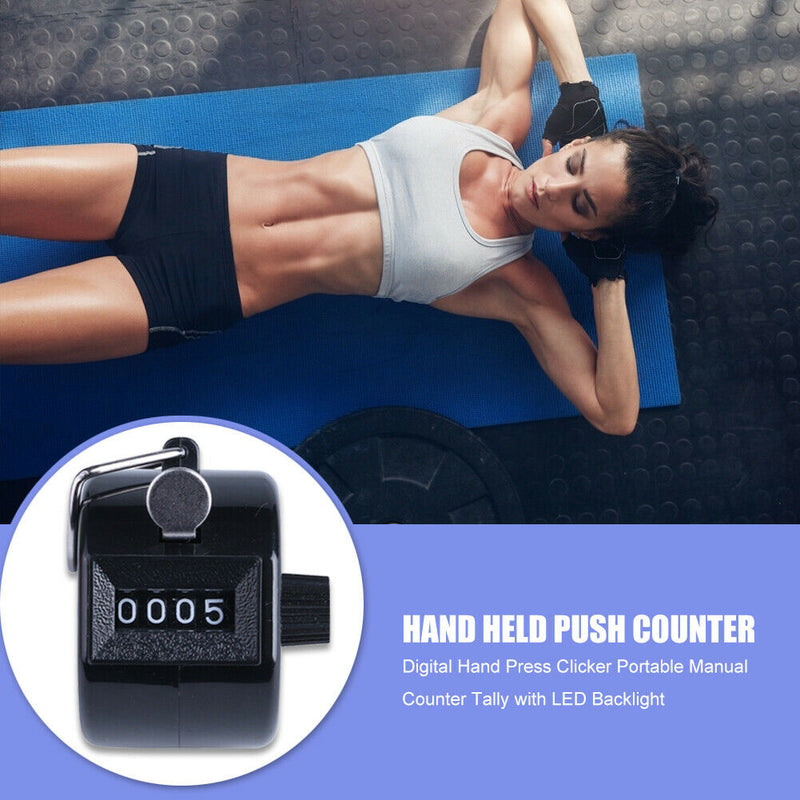 Digital Hand Press Clicker Portable Manual Tally with LED Backlight (Black)