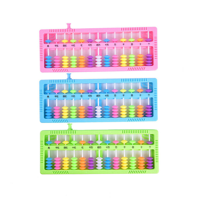 1Pc Plastic Abacus Arithmetic Calculating Tool 13 Rods with Colorful Be Gw
