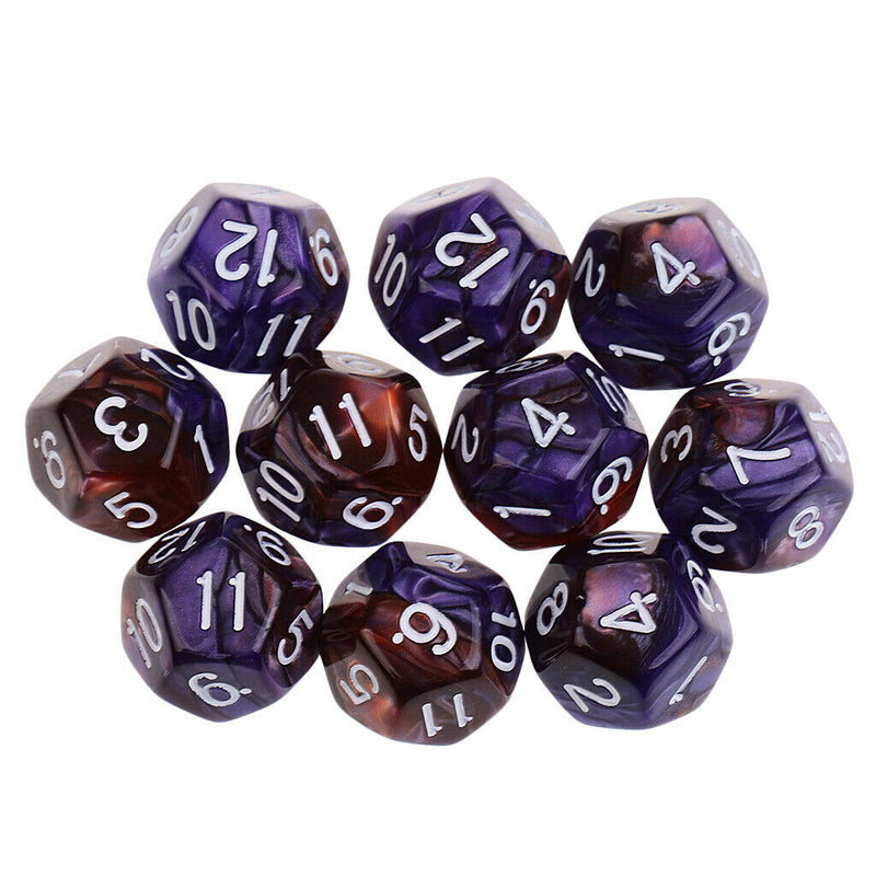 10pcs 12 Sided Dice D12 Polyhedral Dice for    DND MTG RPG High quality Purple