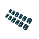 24pcs Solid green French False Nails Art Acrylic Full Cover Tips Manicure Gl%!