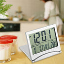 Folding LCD Thermometer Calendar Alarm Digital Clock Home Birthday Reminder