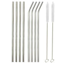 8x Stainless Steel Metal Drinking Straw Straws Bent Reusable Washable+2 Brushes