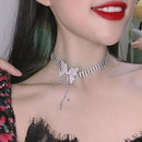 Butterfly Rhinestone Necklace Women Tassel Long Choker Party Neck Jewelry A