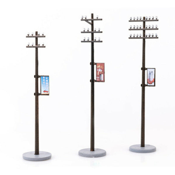 10Pcs Standard 1:87 Mini Electric Line Pole For Train Park Layout HO Scale