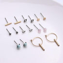 9 Pairs Natural Stone Earrings Small Ornaments Alloy Earrings Jewelry Ornaments