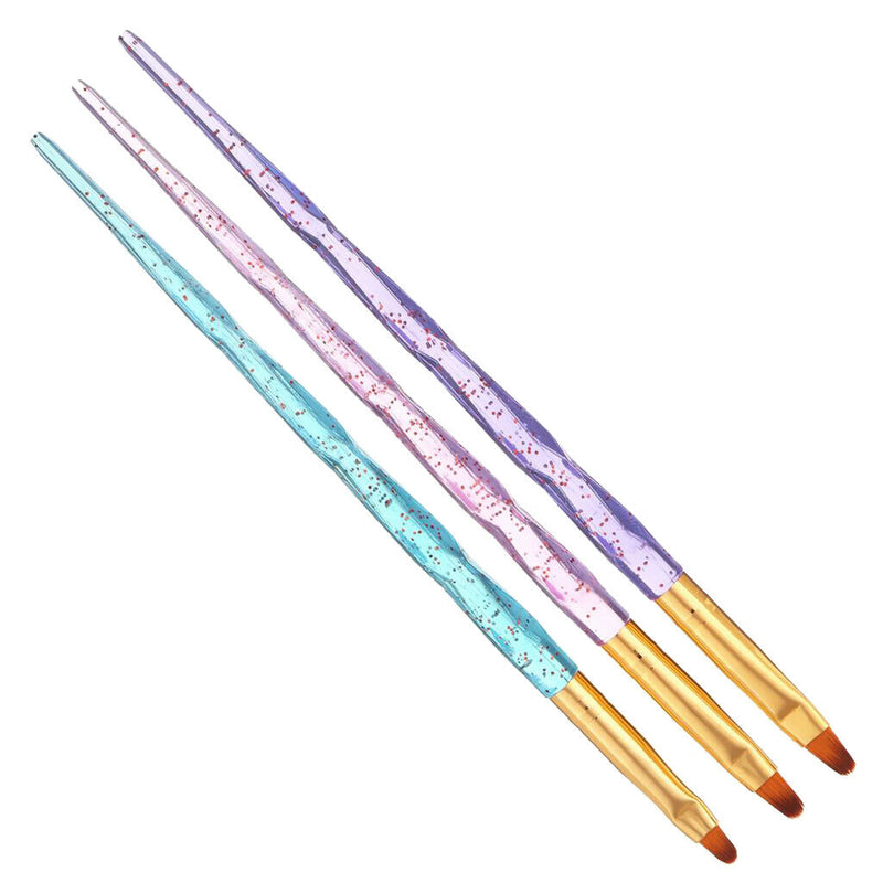 3 Pcs UV Gel Nail Art Brush Acrylic Painting Pen Kit For Salon Manicure DIY