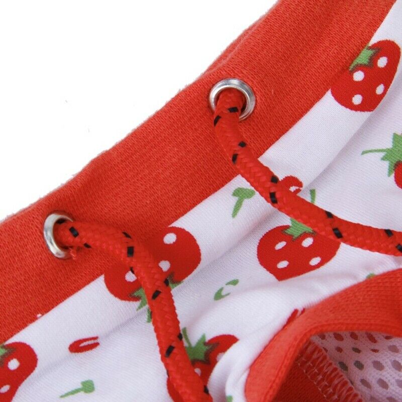 Small Female Pet Puppy Dog Clothes Physiological Sanitary Diaper Pant Red+W M8K9
