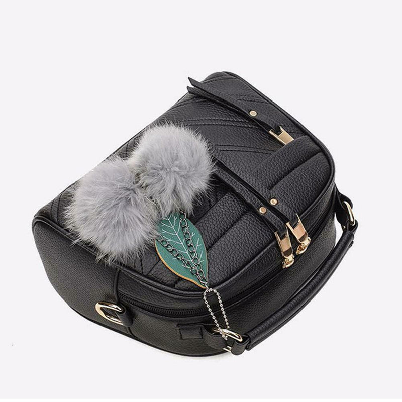 Women Messenger Handbag Shoulder Bag PU Leather Satchel Sling Bag/Black A