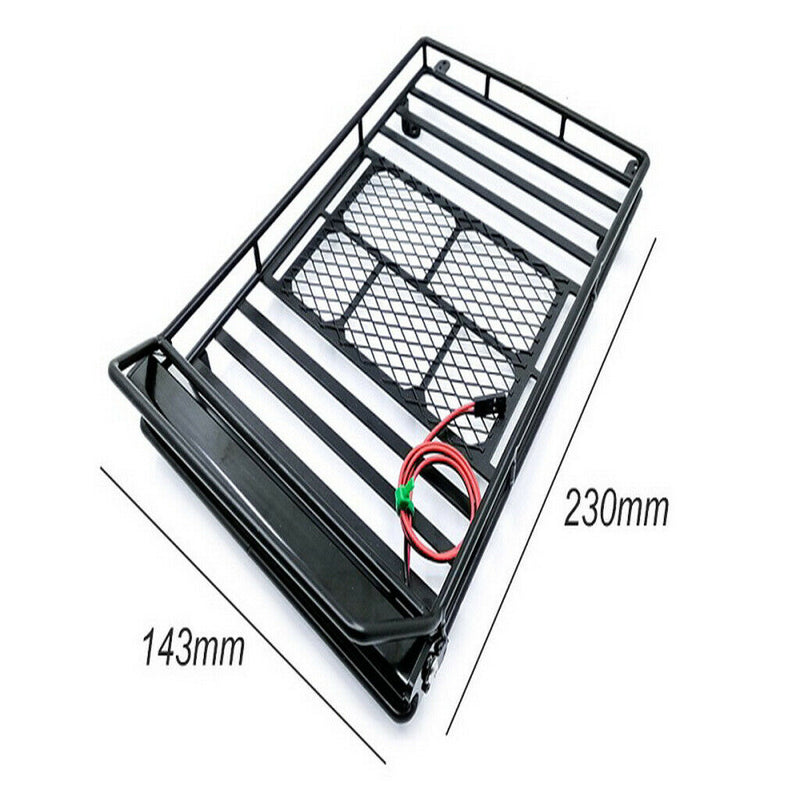 1:10 Scale Metal Roof Rack + Bright LED Light Bar for Axial SCX10 Jeep Wrangler,