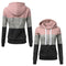 Stitching Women Long Sleeve Hit Color Autumn Leisure Hoodies (Pink M) A