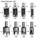 1X(8Pcs Wood Plug Cutter,6Pcs 1/4 Inch Hex 5 Flute 90 Degree Countersink Dr
