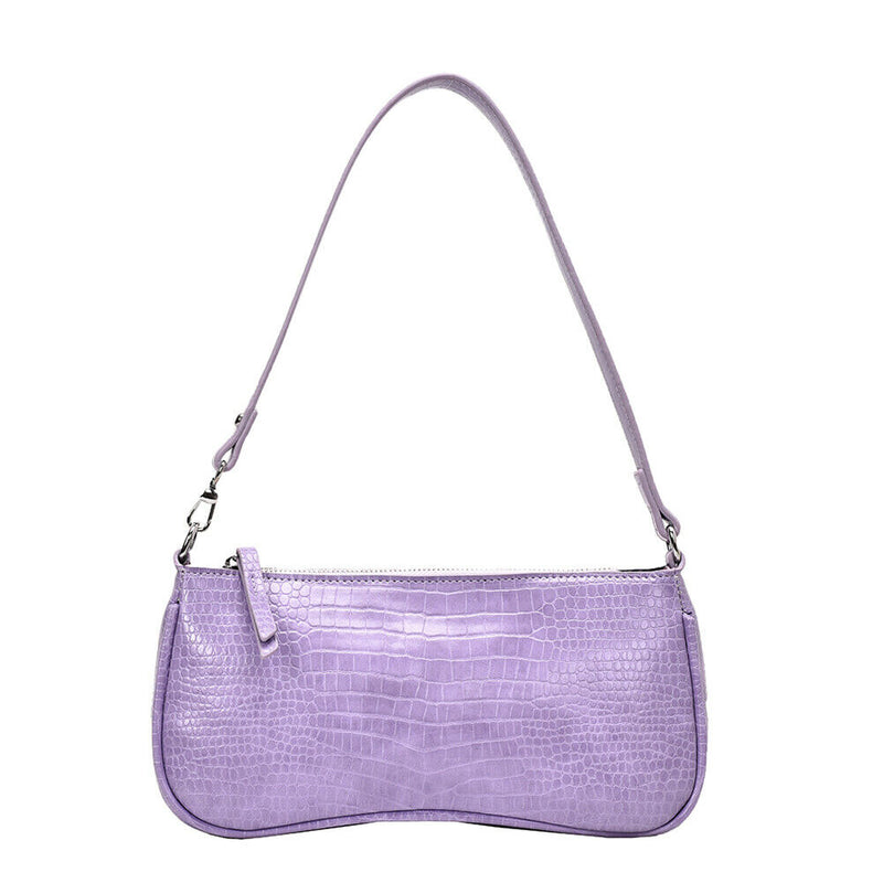 Women Totes Bags Alligator PU Elegant Shopping Shoulder Handbag (Purple)
