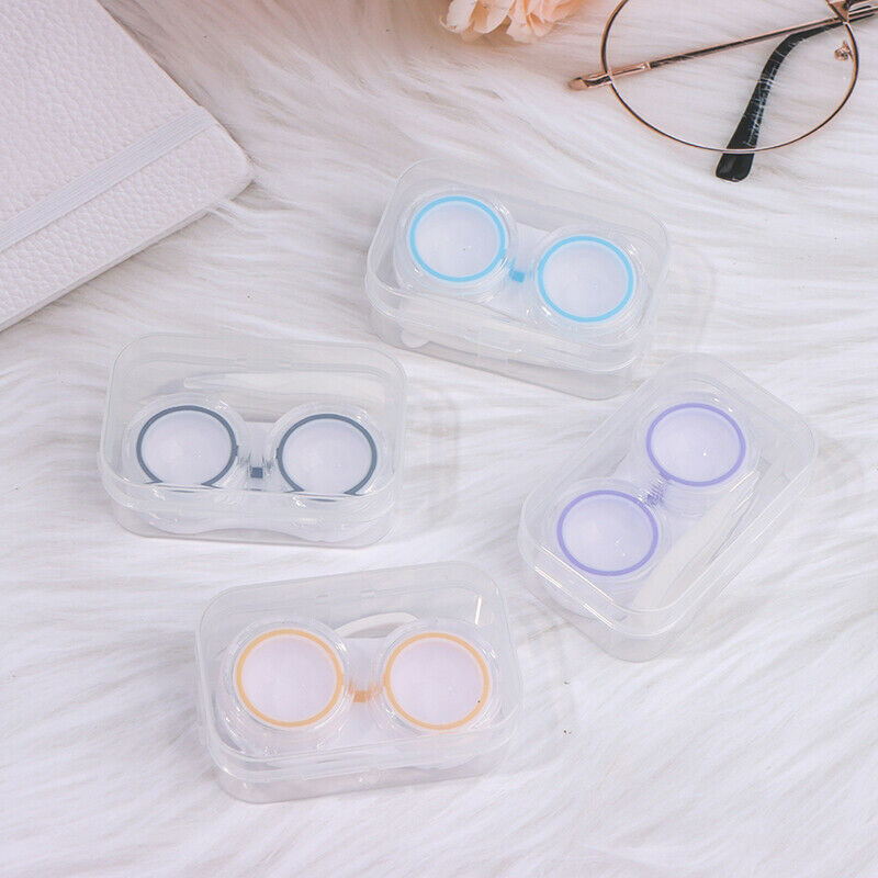 Plastic Candy Color Transparent Contact Lens Partner Case Travel Kit StoragS Ew