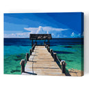 5D DIY Full Round Drill Diamond Painting Seaside Plank Road Cross Stitch