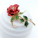 Fashion Women Alloy Rose Rhinestone Brooch Pin Wedding Bouquet Jewelry Gift