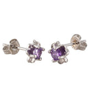 Austrian Crystal Flower Stud Earrings for Women Purple