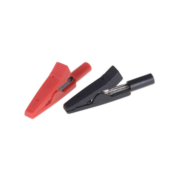 2PCS Insulated Alligator Clamp 2mm Banana Plug Adapter Test Probe Black+Red B Bj