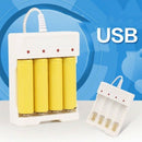 White AA/AAA Rechargeable Battery Smart Charger Universal USB 4-slot charging