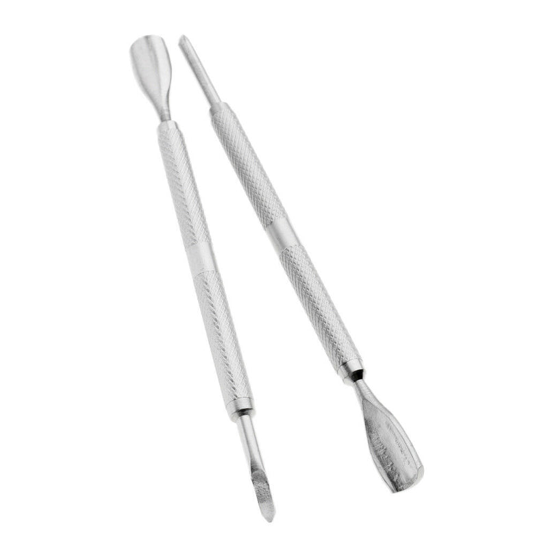 2Pc Cuticle Nail Pusher Spoon Remover Stainless Steel Manicure Pedicure Tool
