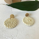 Geometric Rattan Earrings Woven Handmade Straw Earrings Wicker Braid Earrin
