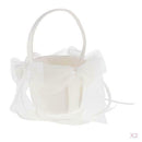 Beige Flower Girls Basket  Bow Long Ribbon Basket Wedding Supplies
