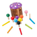 Wood Mushroom Roof Catching Worm Insect Magnet Stick Kids Games Educational