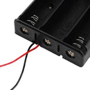 3x 18650 Battery Holder Storage Case Plastic Box Wire Leads With 3 Slots Black