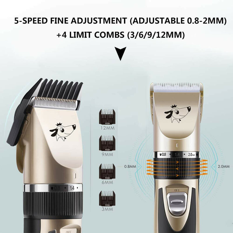 Low Noise Dog Cat Hair Trimmer Rechargeable Pet Animal Grooming Clippers