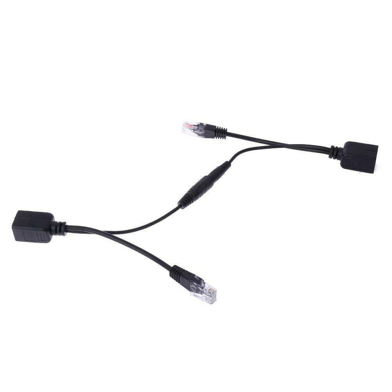 Power Over Ethernet PoE Adapter Injector + Splitter Kit PoE Cable Black