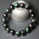 6A Rainbow Handmade Jewelry Obsidian Bead Elastic Bracelets Bangle Natural Agate
