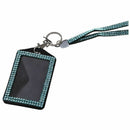 Rhinestone Bling Crystal Custom Lanyard Vertical ID Badge Holder (Light Blu