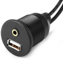 ABS 2M USB AUX Adapter Socket 3.5mm Jack Car Dashboard Mounted Extend Cable EYE