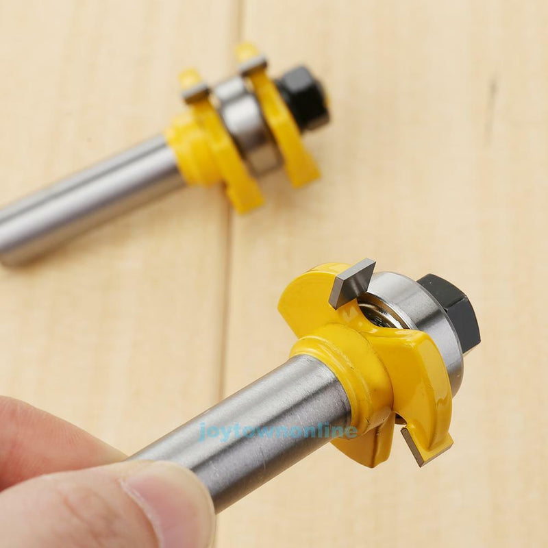 2pc Alloy Tongue Groove Router Bit Set 1/4" x 1/4" - 1/2" Shank Woodworking Tool