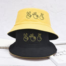Double-sided Casual Finger Gesture Ok Bucket Hat Women Summer Fold Two Sided OZ