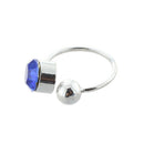 1 Pair of U Clip On Earrings Ear Cuff Studs w/ Royal Blue Rhinestone A7N7