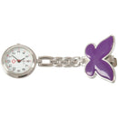 New Fashion Butterfly Nurse Table Pocket Watch with Clip Brooch Chain Quart B4H7
