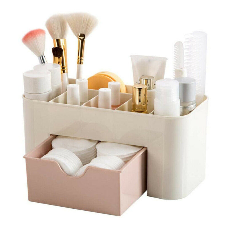 Desktop Cosmetic Storage Box Drawer Makeup Jewelry Organizer Case Pink A
