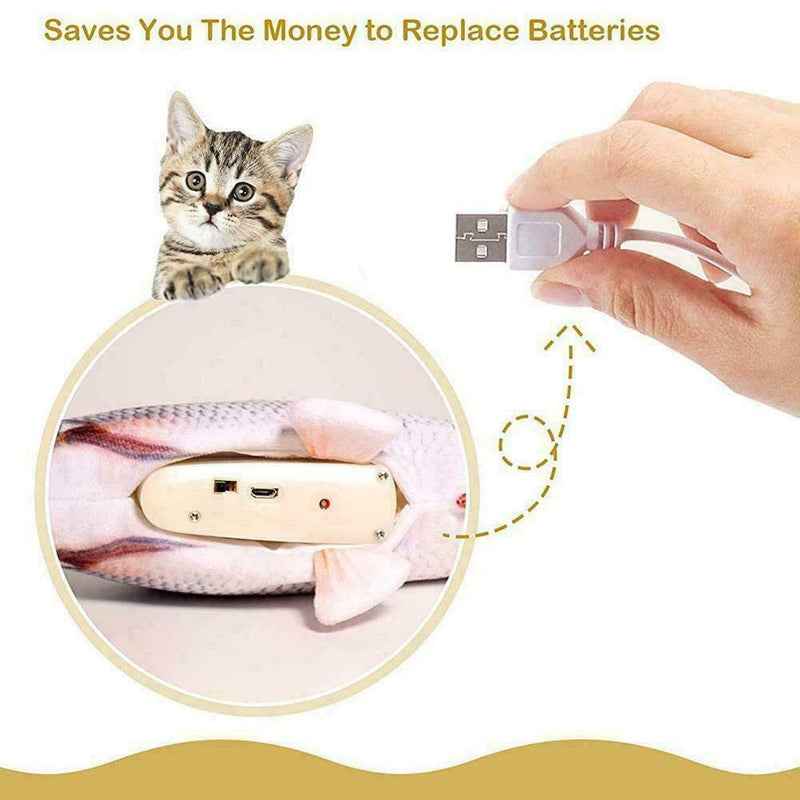 New Realistic Electric Plush Simulation Fish Cat Stuffed Catnip Fish D2Y0