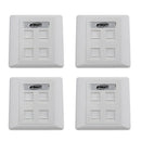4x RJ45 RJ11 Wall Socket For Dual Band Ethernet Faceplate 4 Ports With Keys