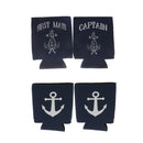 2 Pair Captain First Mate Anchor Beer Can Cooler Neoprene Sleeve Protection