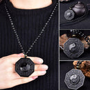 Obsidian Carved Yin Yang Ba Gua Pendant Necklace Lucky Amulet Chain Jewelry J5K2