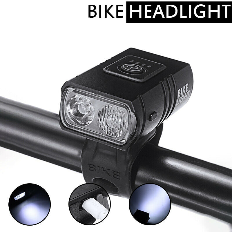 USB Rechargeable LED Bicycle Headlight Bike Head Light Cycling Front Rear Lamp
