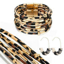 Leopard Multilayer Bracelet Jewelry Leather Magnet Wrap Cuff Acrylic Earrings
