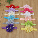 12pcs Elastic Baby Girls Flower Bead Dot Printed Headbands Hair Accessories
