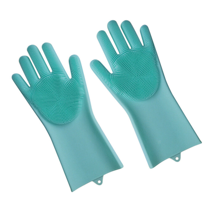 Silicone Cleaning Brush Scrubber Gloves for Household Pet Hair Care Blue