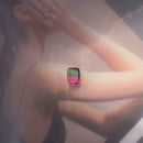 Bi-Color Non-Natural10x8mm Watermelon Tourmaline Emerald Stone Jewelry  GRY