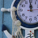 33cm Anchor Wall Clock Beach Sea Theme Nautical Decor Home Cafe DIY Plaque