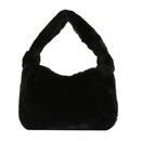 Women Winter Fur Handbag Plush Shoulder Underarm Bag Fashion Clutch (Black) A